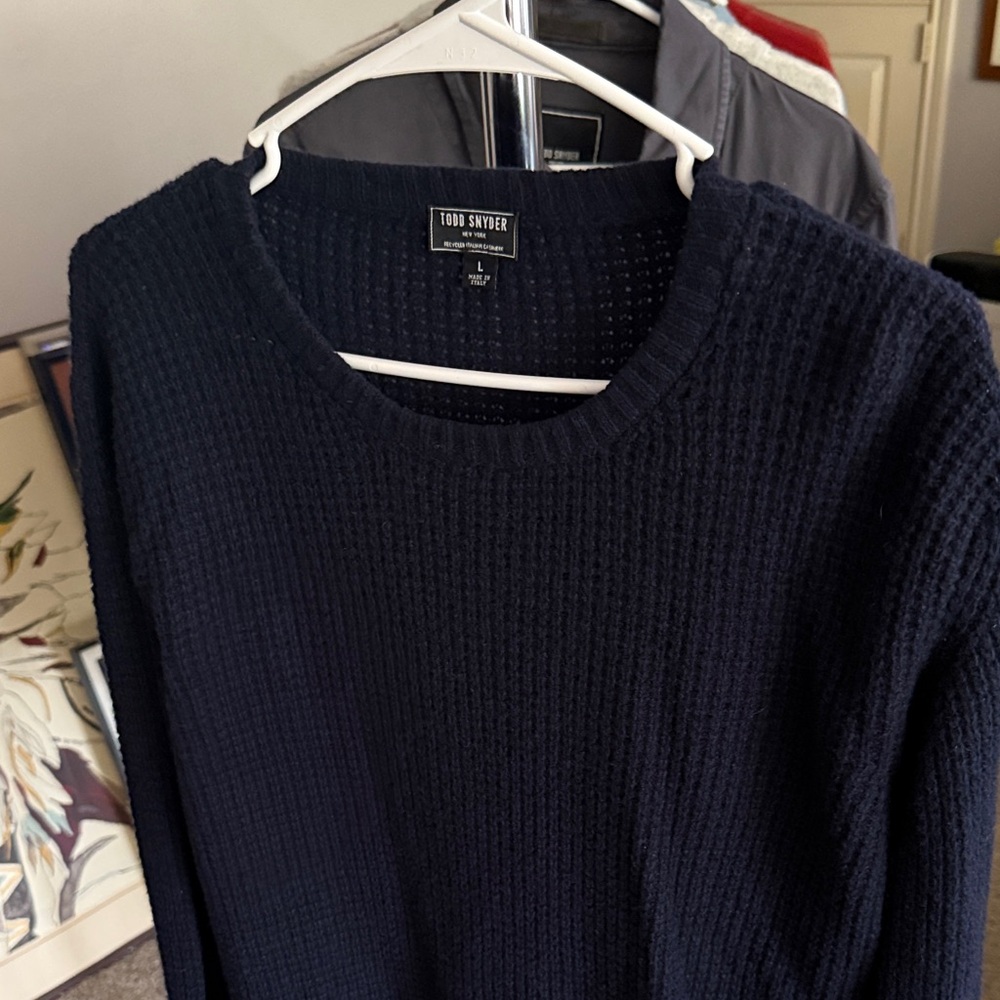 Todd Snyder Men's Navy Crewneck Sweater